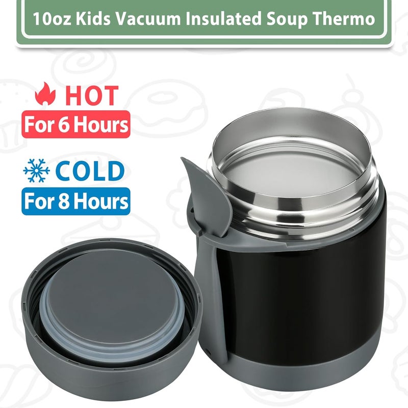 Howeemo 10oz Soup Thermo for Hot Food Kids,Lunch Kids Jar with Spoon Insulated Containers,Leak Proof Stainless Steel Wide Mouth Lunch School(Black) - Image 4